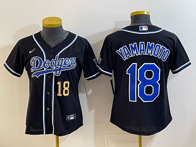 Youth 2026 Los Angeles Dodgers #18 Yamamoto Black Game Nike MLB Jersey style 002->youth mlb jersey->Youth Jersey